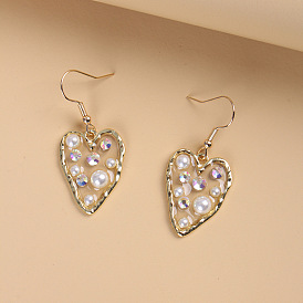 Sparkling Pearl and Diamond Love Star Earrings - Transparent Ear Hooks with Ethereal Charm