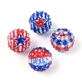 Непрозрачные акриловые круглые бусины ко Дню независимости, cmолой горный хрусталь