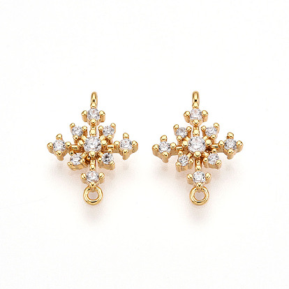 Шармы-соединители из латуни с микропаве из прозрачного кубического циркония, снежинка ссылки