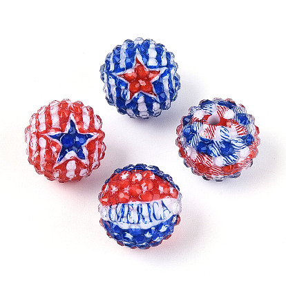 Непрозрачные акриловые круглые бусины ко Дню независимости, cmолой горный хрусталь