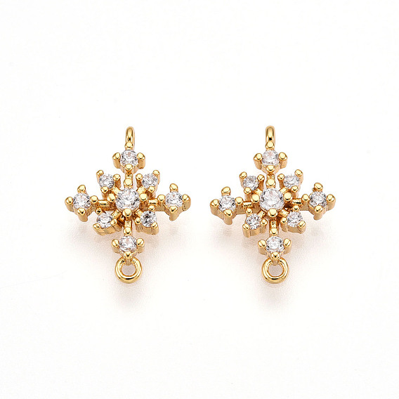 Шармы-соединители из латуни с микропаве из прозрачного кубического циркония, снежинка ссылки