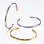 304 Stainless Steel Cuff Bangles, with Enamel & Word Live What You Love