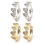 Brass with Cubic Zirconia Hoop Earrings, Heart