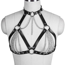 Искусственная кожа и сплав панцирная цепь сбруя нагрудные цепи для тела, платина