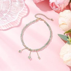 304 ножные браслеты звено цепи нержавеющие, с натуральным малайзийским нефритом и сердоликом для женщин