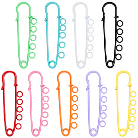 18Pcs 9 Colors Spray Printed Iron Brooch Findings, Kilt Pins, with Loops