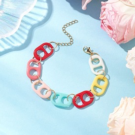 Браслеты из акриловой овальной цепочки для женщин, с 304 из нержавеющей стали Lobster Claw застежками