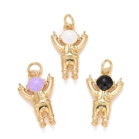 Placage en rack pendentifs en laiton plaqué or véritable 18k, avec des anneaux de saut, plaqué longue durée, sans plomb et sans cadmium et sans nickel, astronaute