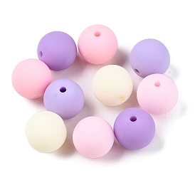 Rubberized Style Imitated Silicone Acrylic Beads, Round