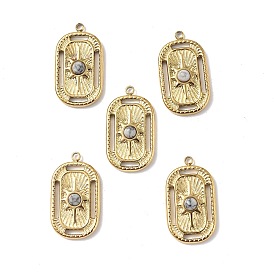 Vacuum Plating 201 Stainless Steel Natural Howlite Pendants, Real 18K Gold Plated, Oval Rectangle Charms