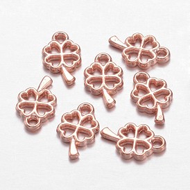 Tibetan Style Charms, Cadmium Free & Lead Free, Four Leaves Clover, 10x6x1mm, Hole: 1mm