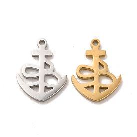 Ion Plating(IP) 304 Stainless Steel Pendants, Anchor Charms