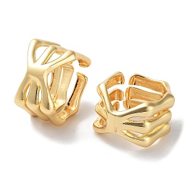 Brass Open Cuff Rings for Women, Skull Wide Band Rings