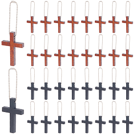 100шт. 2 стили подвесок из окрашенного дерева, крестик, с 100шт. железными шариковыми цепочками