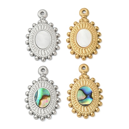 304 подвески из натуральной ракушки из нержавеющей стали, овальные амулеты, ионное покрытие (ip)