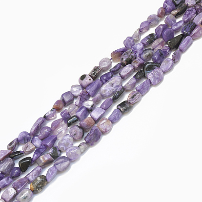 Natural Charoite Beads Strands, Tumbled Stone, Nuggets