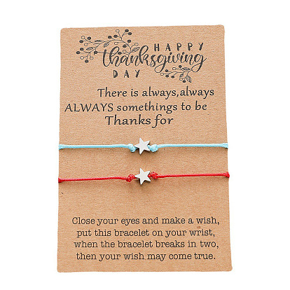 Boho Style 2-Piece Set: Woven Bracelets with Five-Star Wax Cord for Thanksgiving Accessories