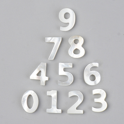 Natural White Shell Mother of Pearl Shell Charms, Number