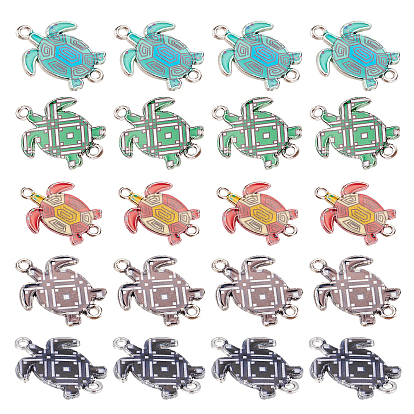 40Pcs Alloy Links Connectors, with Enamel, Platinum, Tortoise