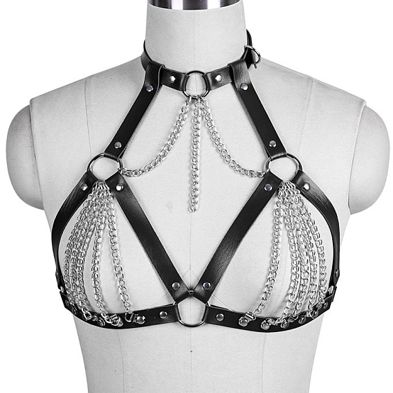 Искусственная кожа и сплав панцирная цепь сбруя нагрудные цепи для тела, платина