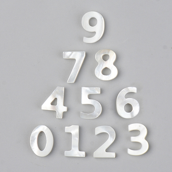 Natural White Shell Mother of Pearl Shell Charms, Number