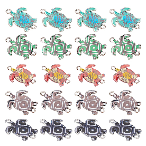 40Pcs Alloy Links Connectors, with Enamel, Platinum, Tortoise