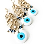 Flat Round with Evil Eye Glass Big Pendant Decoration, with Hemp Rope, for Wall Hanging Decoration