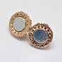 Oval Brass Rhinestone Magnetic Clasps with Loops