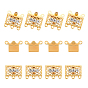 Brass Filigree Box Clasps, with Rhinestone, Rectangle