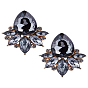 2 Pairs Rhinestone Teardrop Stud Earrings, Light Gold Alloy Jewelry for Women