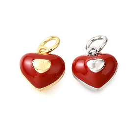 Латунные шармы из огнеупорного кирпича с эмалью, с целью перехода в кольце, без кадмия, без никеля и без свинца, сердце прелести