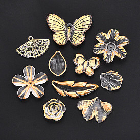 Прозрачные акриловые бусины, золотой металл обвитыми, разнообразные