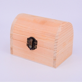 Arched Rectangle Unfinished Wooden Box, with with Hinged Lid and Front Clasp, for Arts Hobbies and Home Storage