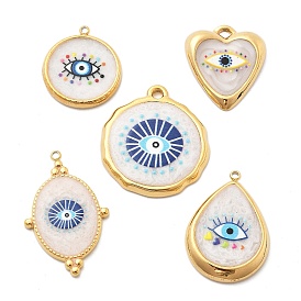 IP Plating(IP) 304 Stainless Steel Enamel Pendants, Real 18K Gold Plated, Evil Eye Charm