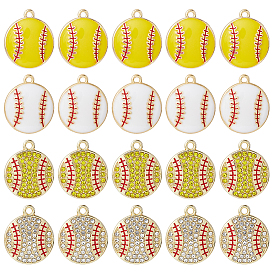 24 шт 4 стили подвески из сплава эмали, без свинца, без кадмии и без никеля, золотые, спортивные шармы-мячи