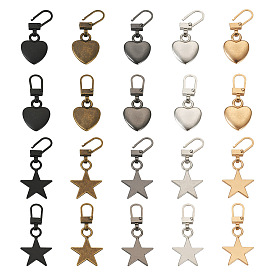 20шт 10 стиль цинковый сплав застежка-молния, аксессуары для одежды, Сердце и звезда