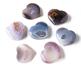 Piedras de amor de corazón de ágata drusa natural, piedras de palma de bolsillo para el equilibrio de reiki