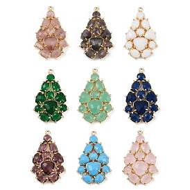 Латунь стекло кулоны, слеза, без свинца и без кадмия, долговечный, стойки покрытие, реальный 18 k позолоченный, граненые