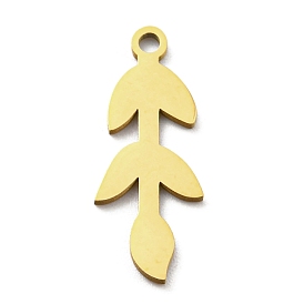 Ion Plating(IP) 316L Surgical Stainless Steel Pendants, Laser Cut, Leafy Branch Charms
