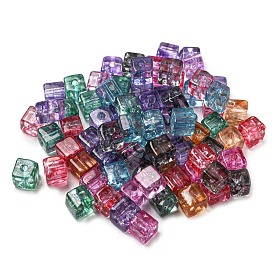 500Pcs Transparent Crackle Glass Beads, Cube
