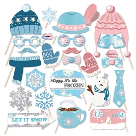 Tema de fiesta de copos de nieve, gafas y tocados., suministros de papel para fiesta de cumpleaños de navidad, accesorios de fotografía