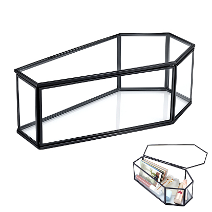 Гроб из латуни, стеклянная декоративная коробка, ящик для хранения на Хэллоуин с крышкой