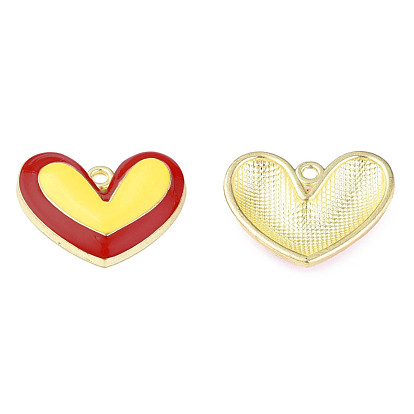 Crémaillère placage pendentifs en émail d'alliage, sans cadmium et sans plomb, cœur