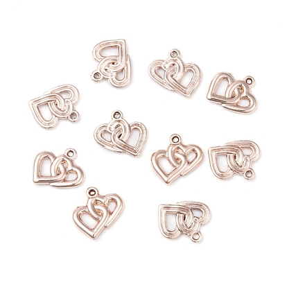 Cadmium Free & Nickel Free & Lead Free Alloy Pendants, Long-Lasting Plated, Heart to Heart, 18x18x2mm, Hole: 1mm