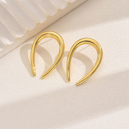 Винтажные латунные серьги-гвоздики в форме буквы U