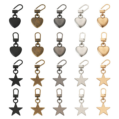 20шт 10 стиль цинковый сплав застежка-молния, аксессуары для одежды, Сердце и звезда