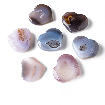 Natural Druzy Agate Heart Love Stones, Pocket Palm Stones for Reiki Balancing