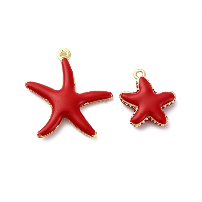 Латунь эмаль подвески, прелести морская звезда, стойки покрытие, долговечный, без кадмия и без свинца, реальный 18 k позолоченный