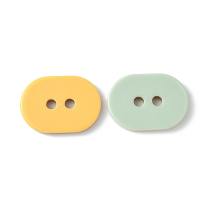 2-Hole Resin Buttons, Two Tone, Oval