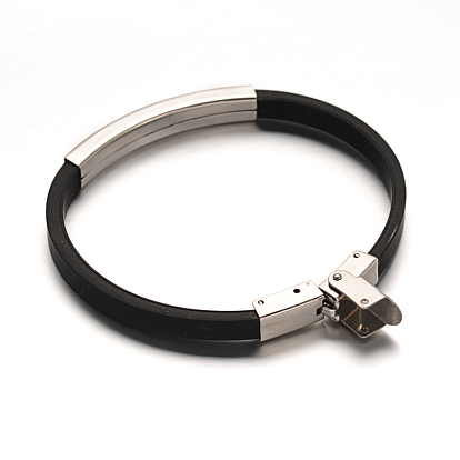 PU Leather Cord Bracelets, with 304 Stainless Steel Tube Beads and Watch Band Clasp, 200x5mm